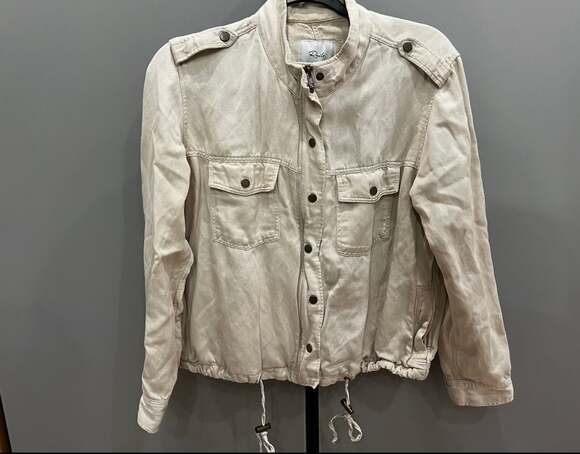 Rails Collins Utility Military Jacket in Bone Bone Linen Blend Size Medium - Picture 3 of 11